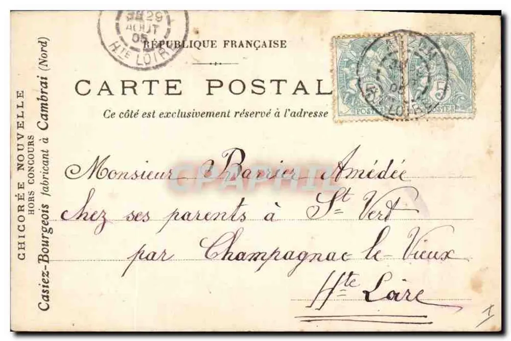 Festa em Saint-Hilaire — 29 de agosto de 1905 — Rosa, editor desconhecido - Verso