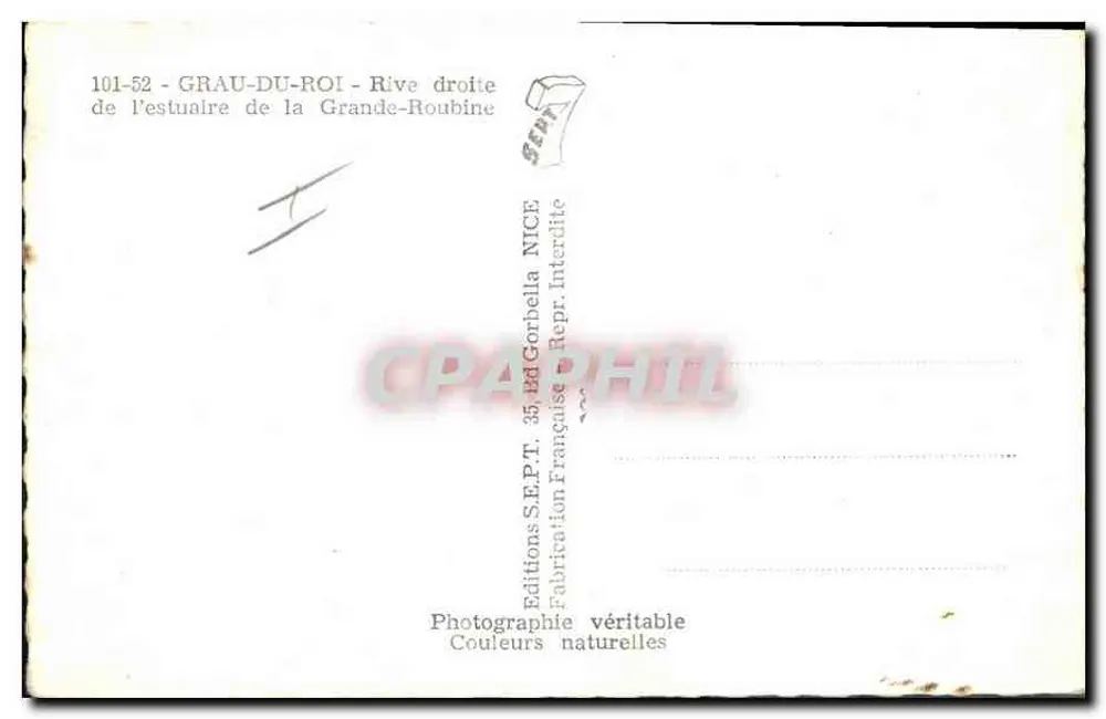 Grau-du-Roi — Rechte Seite des Estuaries der Grande-Roubine — Editions S.E.P.T. NICE - Rückseite