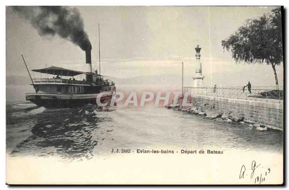 Evian-les-bains — Partida de navio — J.J. 2402 - Frente