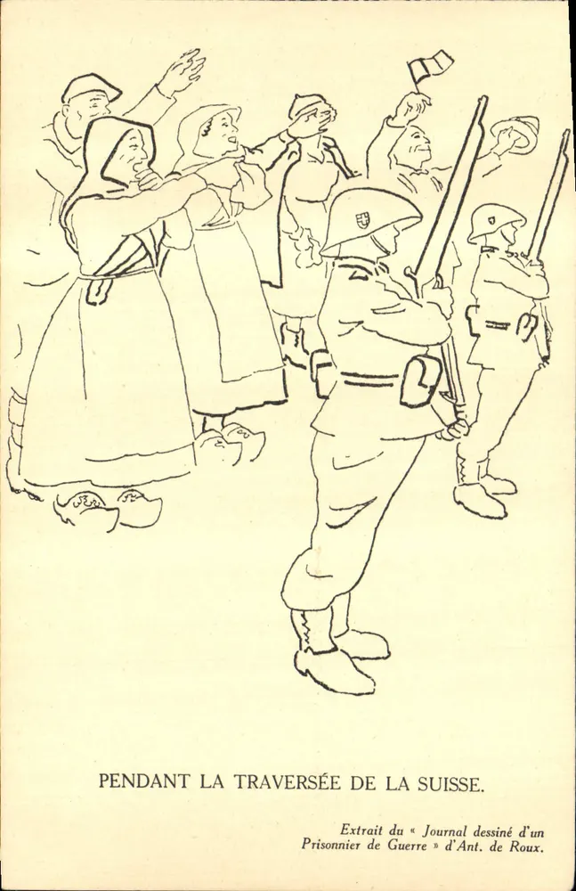 Überquerung der Schweiz — Auszug aus dem Zeichengeführten Tagebuch eines Kriegsgefangenen von Ant. de Roux - Vorderseite