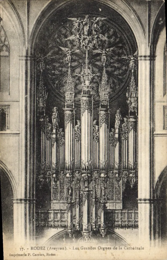 Rodez (Aveyron) — Die Großen Orgeln der Kathedrale — Druckerei P. Carrère, Rodez - Vorderseite