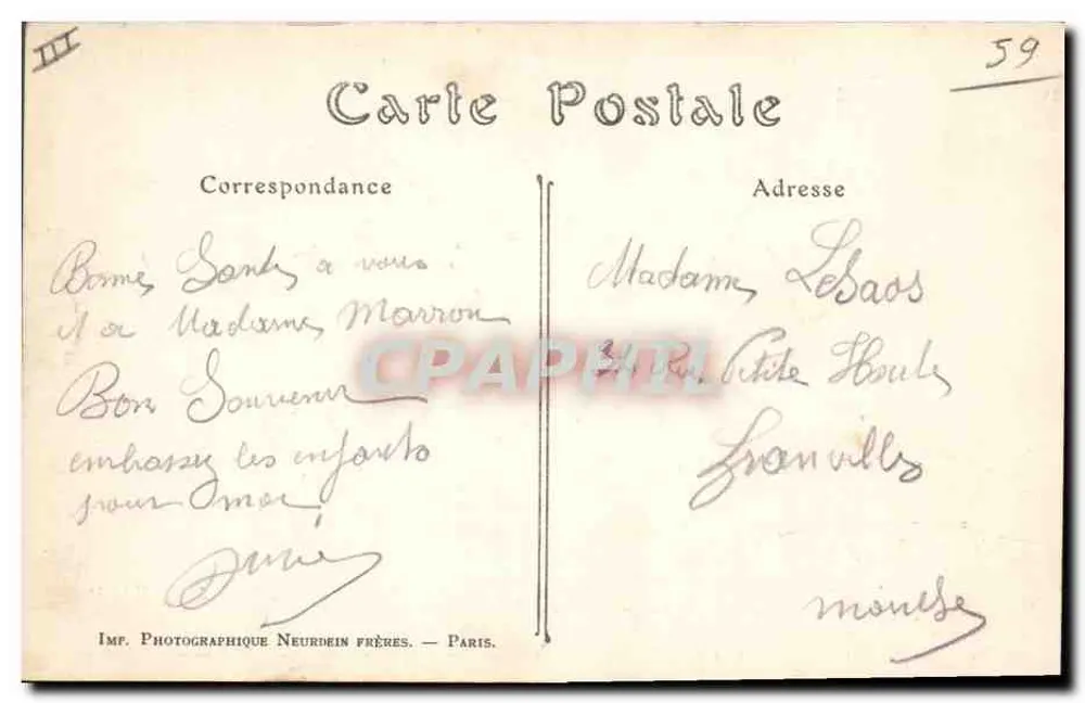Hondschote — Innenansicht der Kirche, der Kanzel und der Orgeln — Imp. Photographique Neurdein Frères, Paris, n°9 - Rückseite