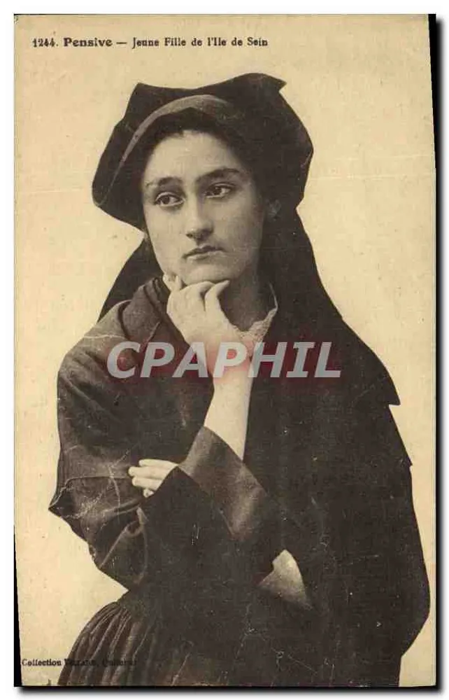 Junge Frau von der Insel Sein — Nachdenklich — Sammlung Vézane, Quimper - Vorderseite