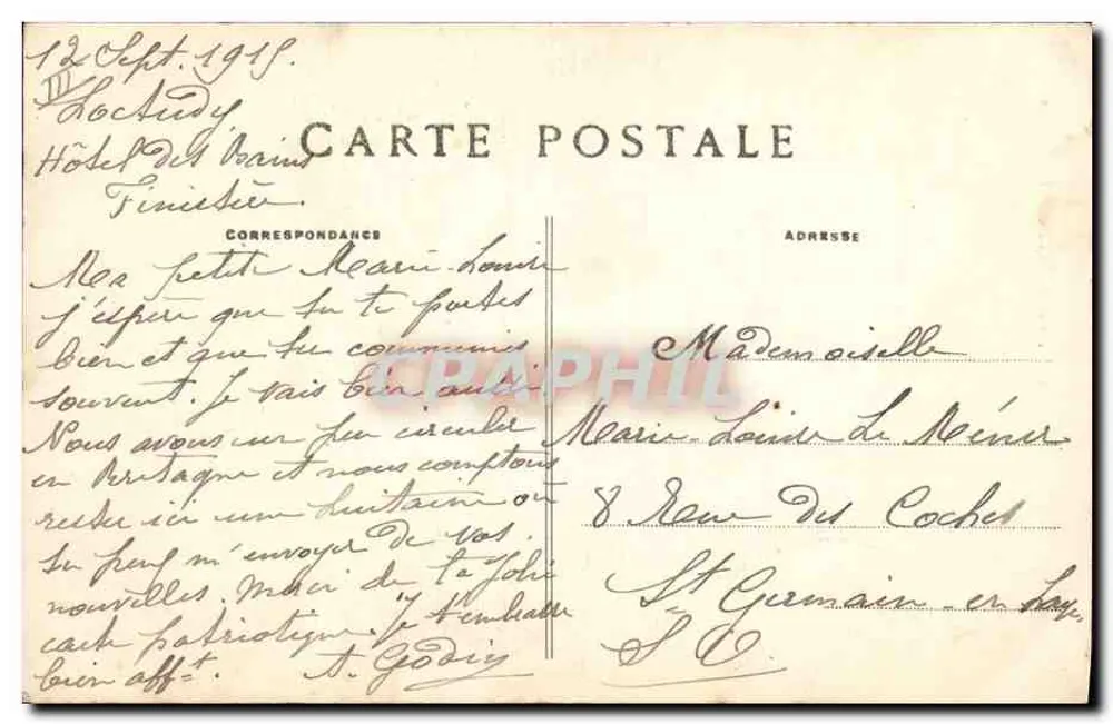 Pent-l'Abbé — Mädchen und Gâs — Sammlung Villard Quumper - Rückseite