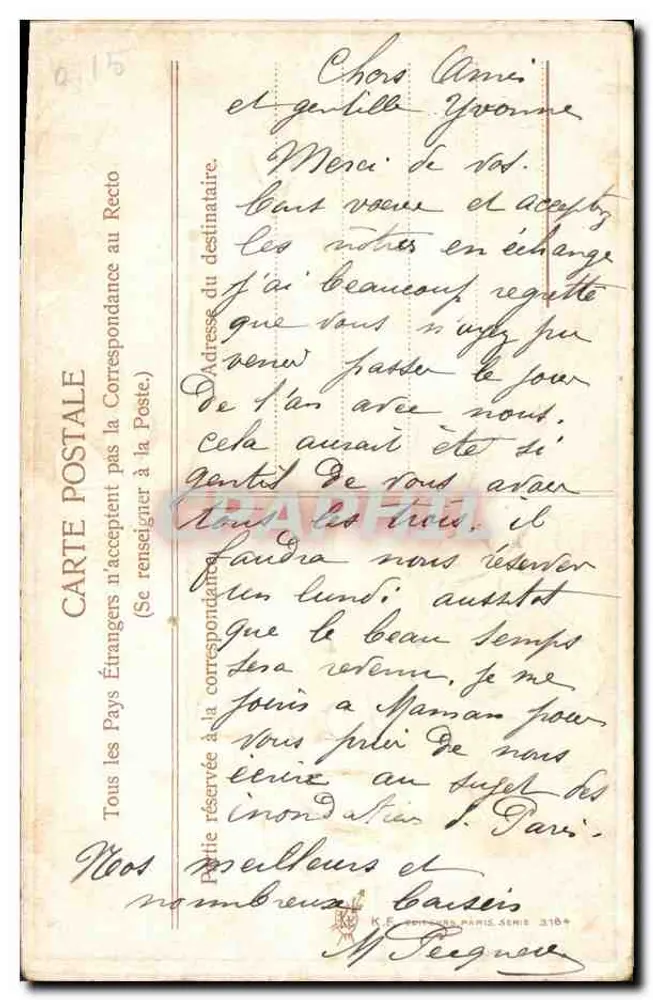 बैंगनी और श्रावण के फूल — सच्ची मैत्री — प्रकाशक K.E. पेरिस, श्रृंखला 3184 - पीछे