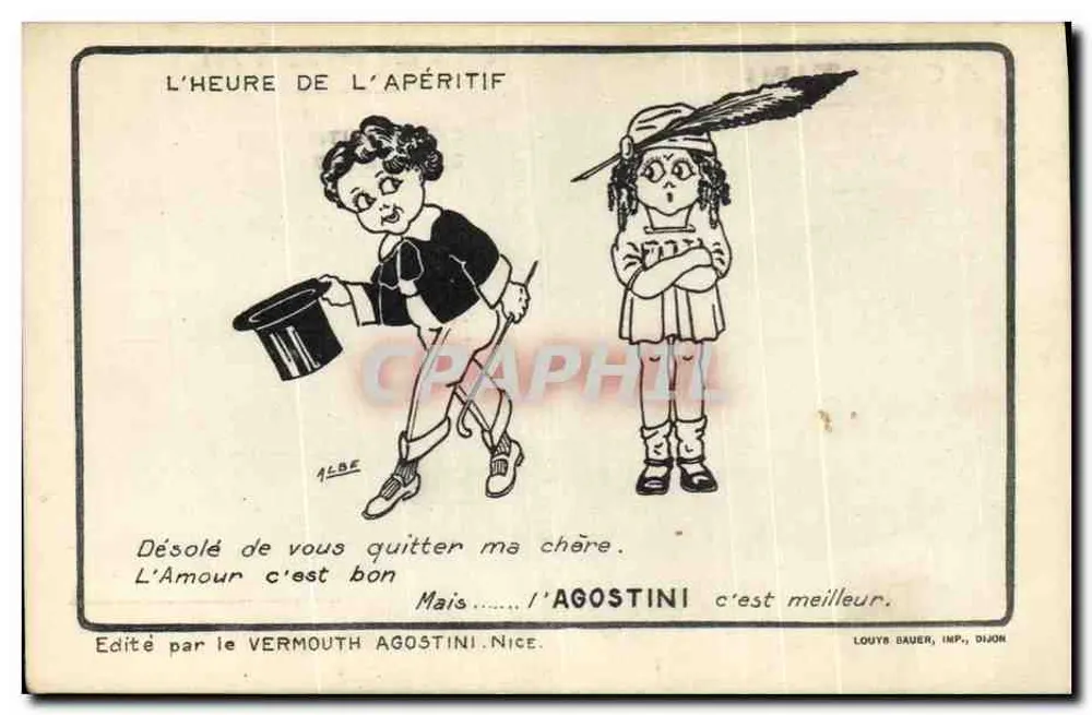 Die Apéritif-Stunde — Werbung für Vermouth Agostini — von Louys Bauer veröffentlicht, gedruckt in Dijon - Vorderseite