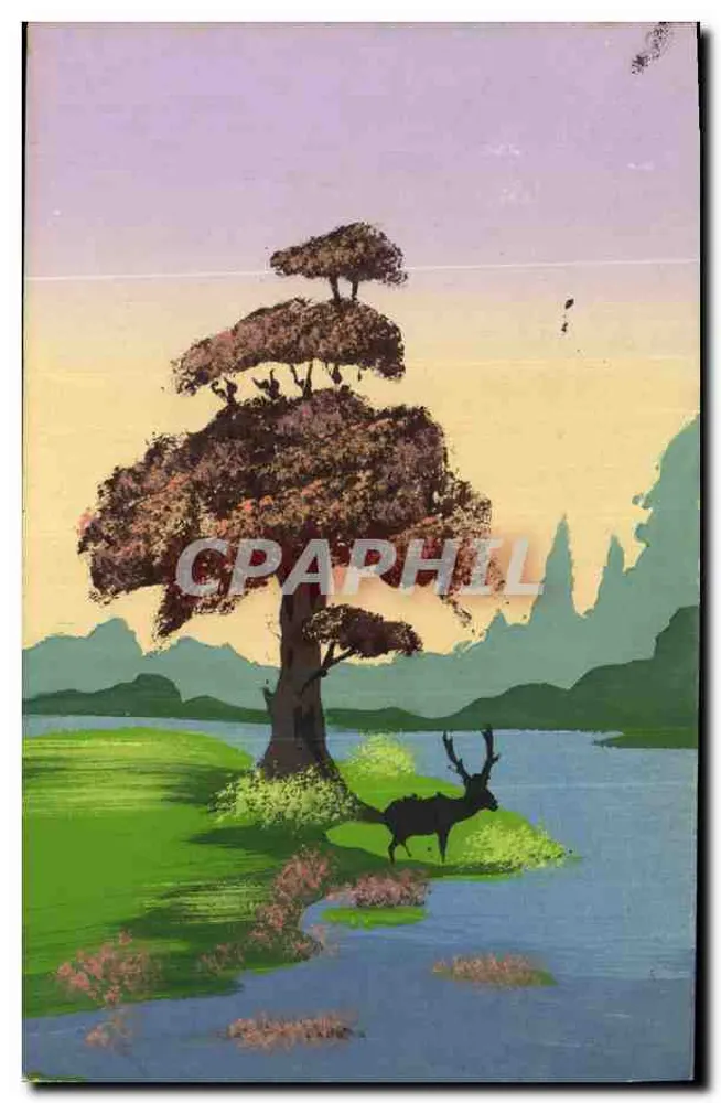 Ein Hirsch neben einem Baum — Illustration — Verlag nicht sichtbar - Vorderseite