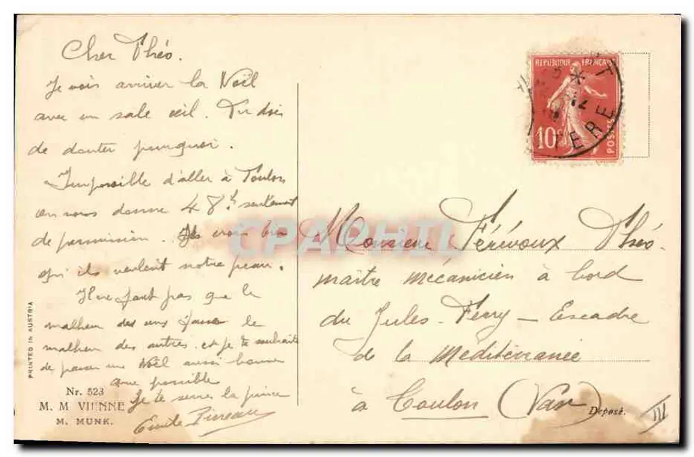 Weihnachts-Sucher — Engel mit Rosen und Flasche — M. M. MUNK, Nr. 523 - Rückseite