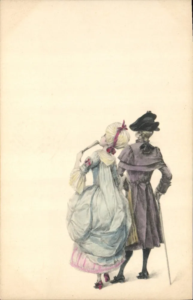 Zwei Personen in historischen Kleidern — Illustration — unbekannter Verleger - Vorderseite