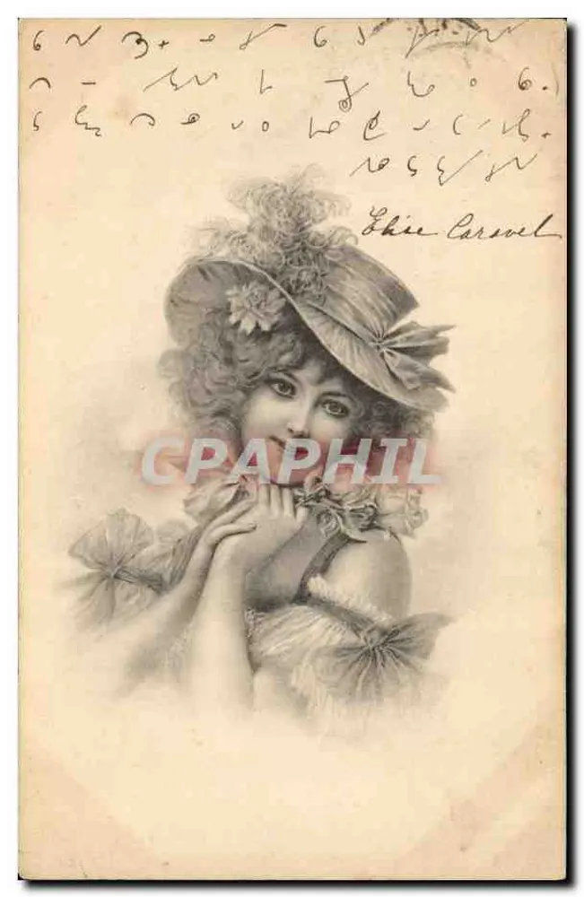 Junge Frau mit dekoriertem Hut — Verleger M. M. Vienne, Nr. 100 - Vorderseite