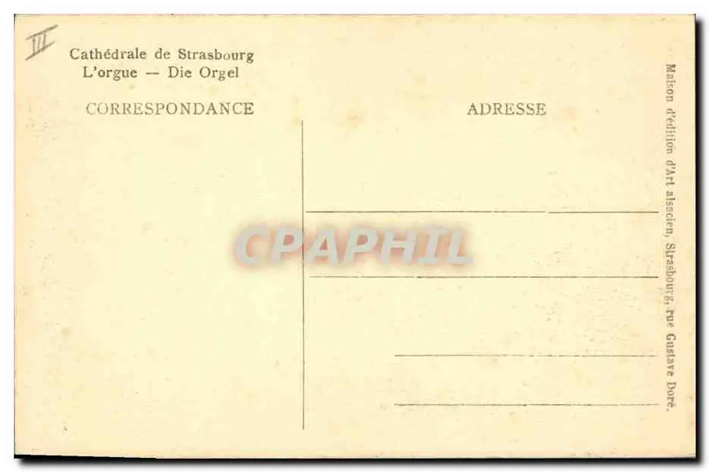 Catedral de Strasbourg — O órgão — edição da Art alsacien - Verso