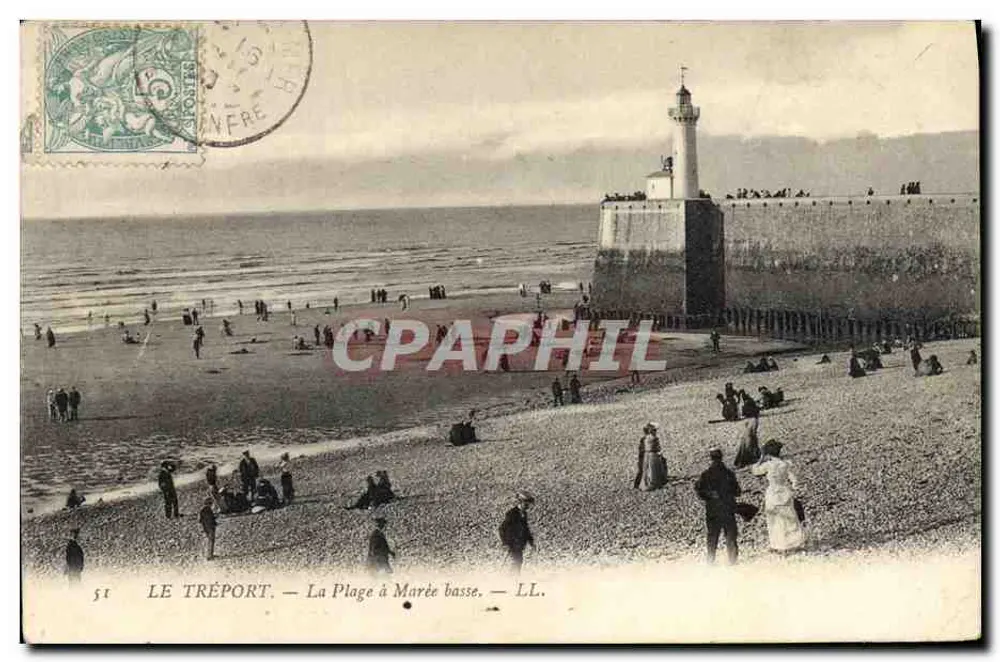 Le Tréport — A Praia com Maré Baixa — LL. - Frente