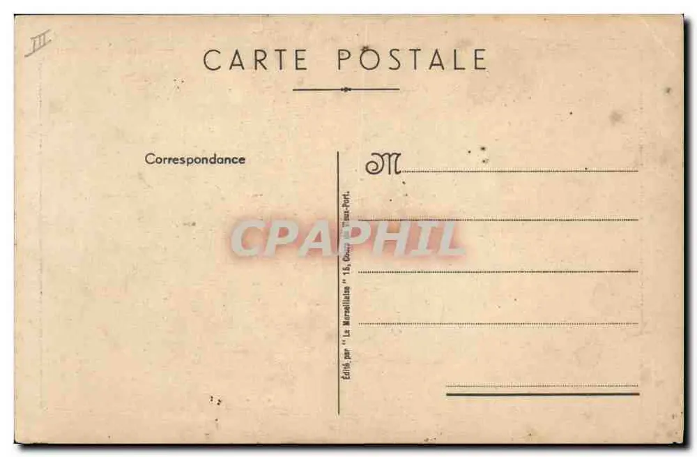 Portrait d'un militaire — homme en uniforme avec képi décoré — éditeur 'La Marcelle' n° III - Verso