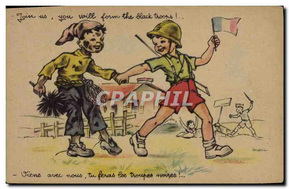 Kinder, die mit der französischen Flagge spielen — Verlag Photocchrom Toulouse - Vorderseite