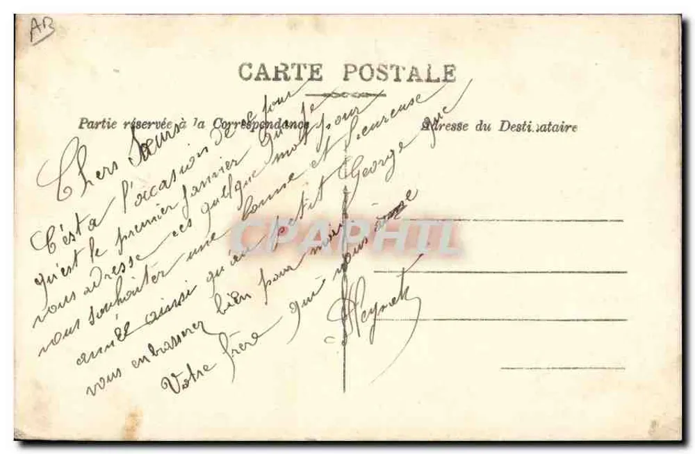 Flores bordadas — motivo floral — bilhete postal antigo - Verso