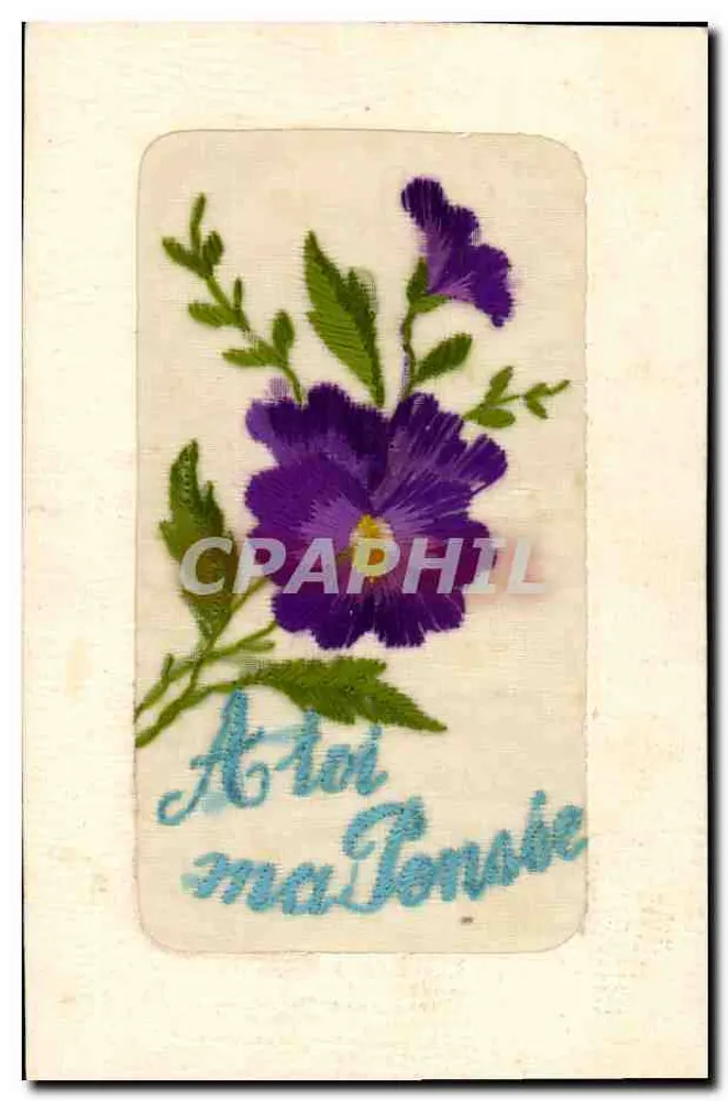 Flores violetas — 'Para você minha Pomabe' — Marca registrada Paris - Frente