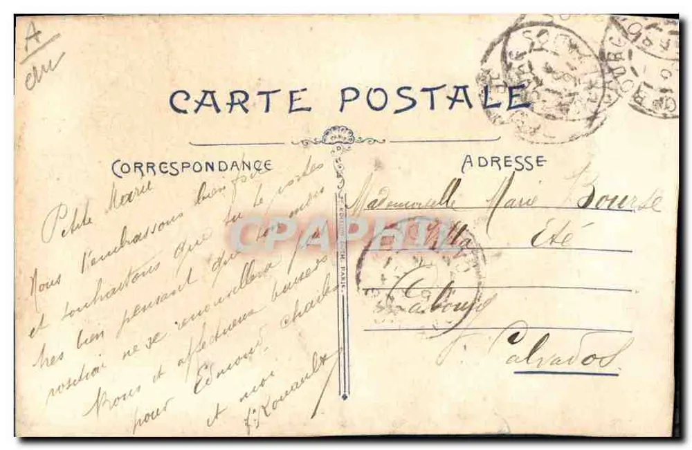 Flor de lavanda bordada — carta postal antiga — editor não visível - Verso