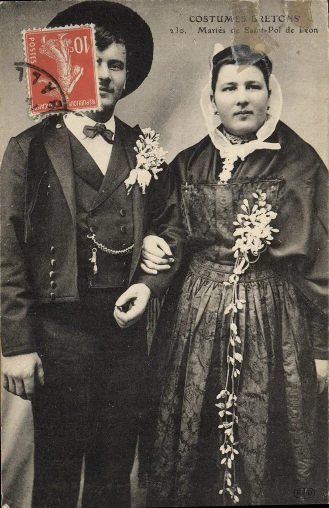 Costumes bretons — Mariés de Saint-Pol de Léon — éditeur ELD n°230 - Frente