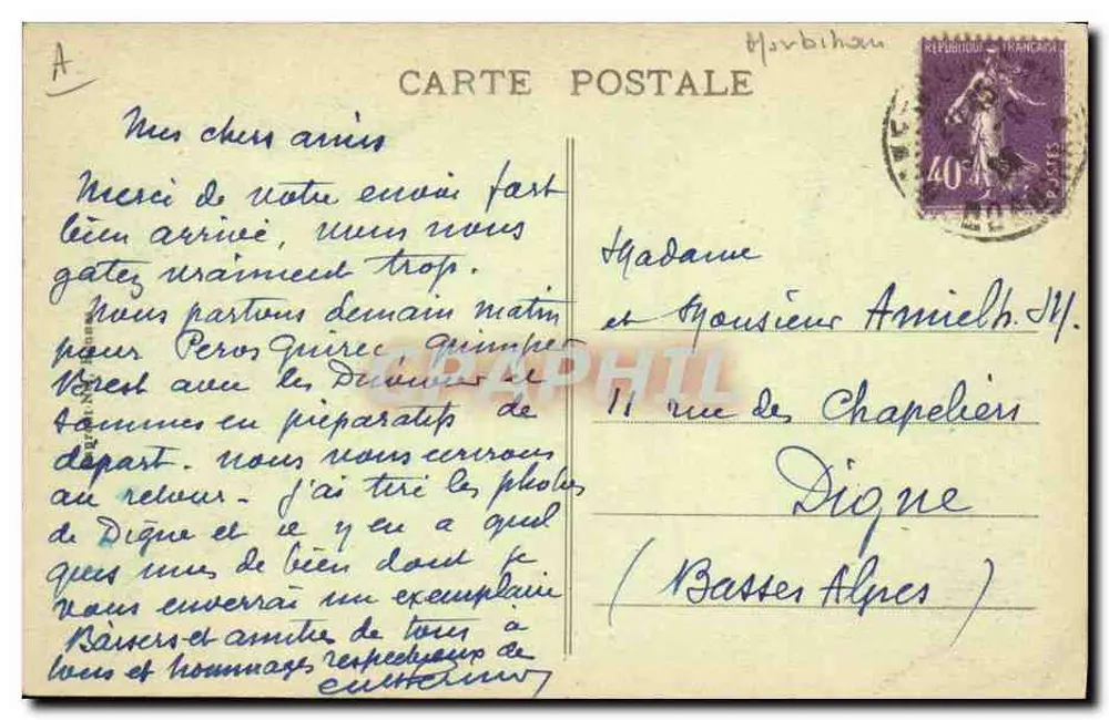 Menina jovem de Lorient — traje tradicional — série 4304 - Verso