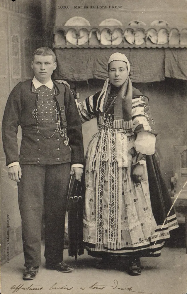 Mariés de Pont-l'Abbé — Collection Villano, Quimper — n° 1030 - Frente