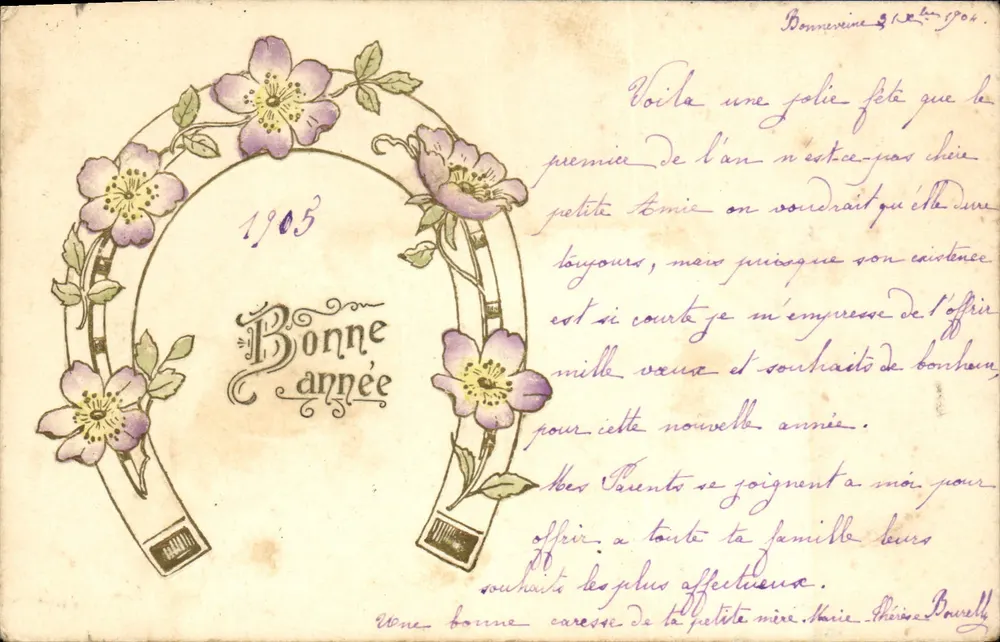 Bom ano 1905 — decoração floral — G.B. Paris - Frente