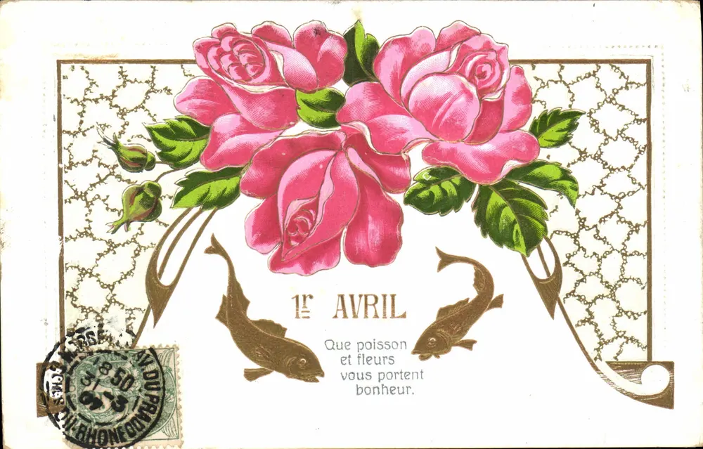 Rosen und Fische — 1. April — Verlag Durand, Seriennummer nicht sichtbar - Vorderseite