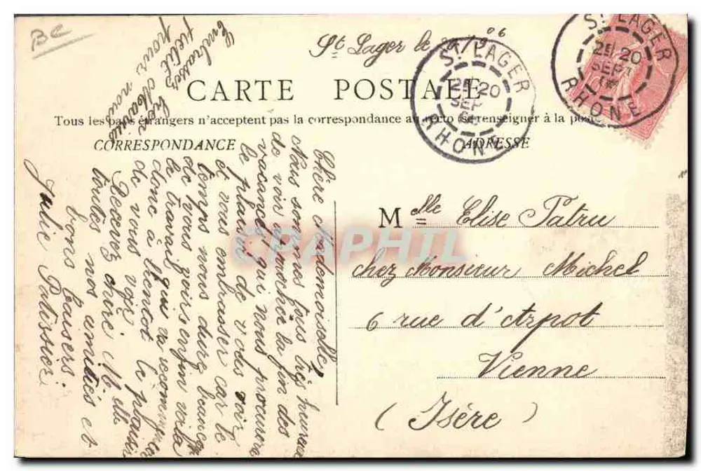 Traubenlese in Beaujolais — Gruppe von Traubenlesern — B. F. Chalon-saône - Rückseite