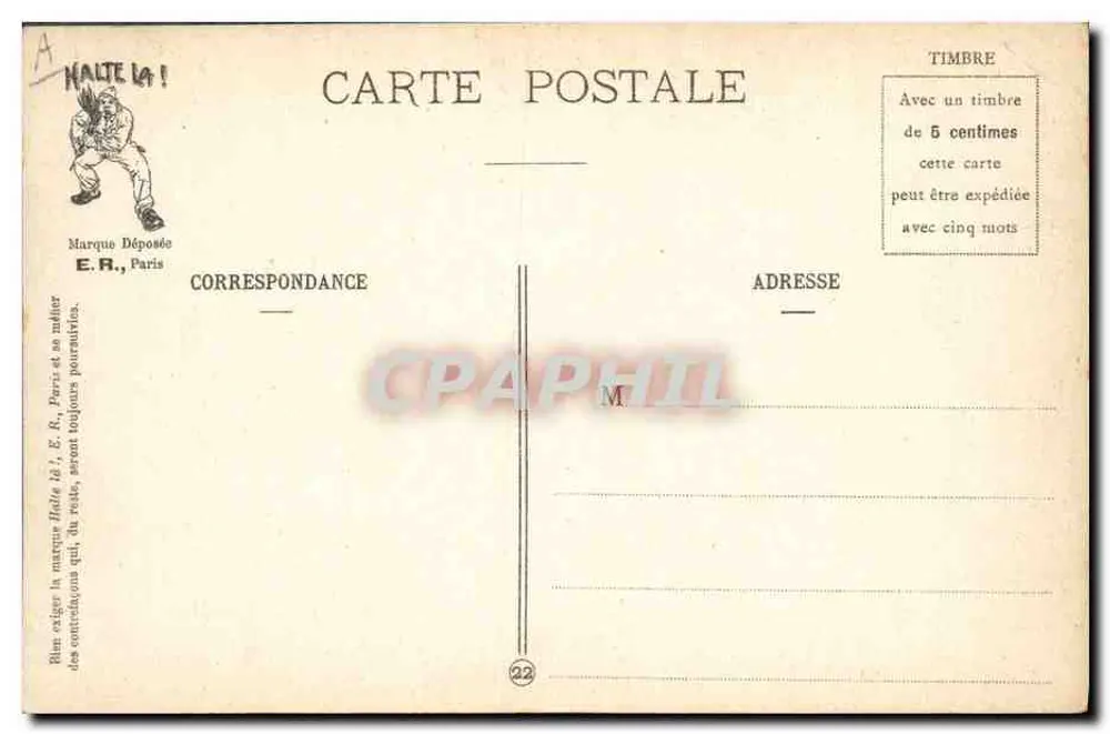 Cenas militares — Corveia de quarteirão — E.R., Paris, Modelo depositado N° 15331 - Verso