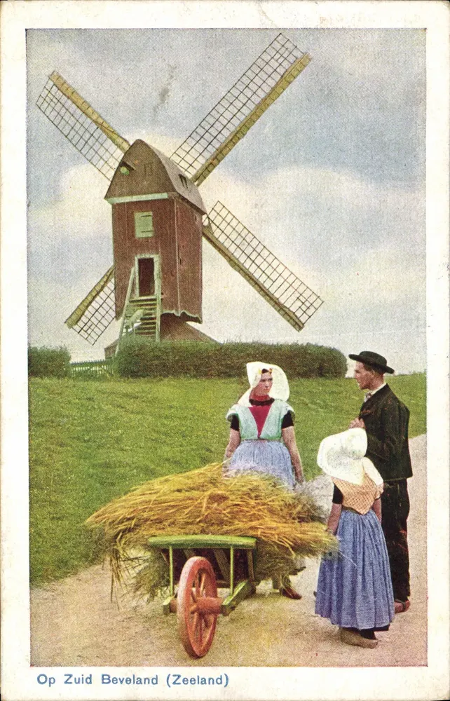 Op Zuid Beveland (Zeeland) — Windmühle und Bauern — Verlag D.B.M. 83 - Vorderseite