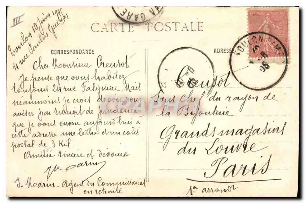 Der Boulevard du Littoral — Toulon-Mourillon — Cliché Giraud — Clavel, Verleger, Toulon - Rückseite