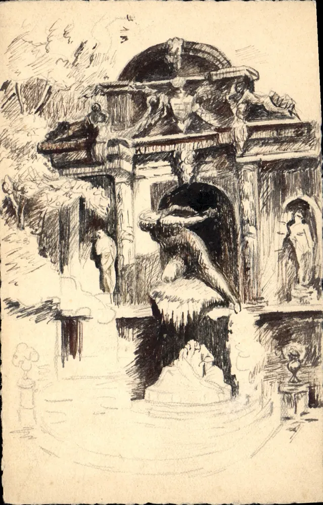 Fontaine de la Trinité — Paris — Zeichnung von P. de Zuni - Vorderseite