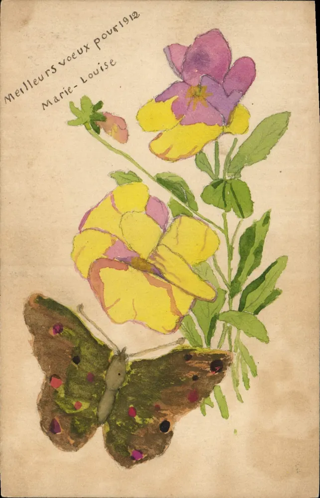 Blumen und Schmetterling — 1912 — Marie-Louise - Vorderseite