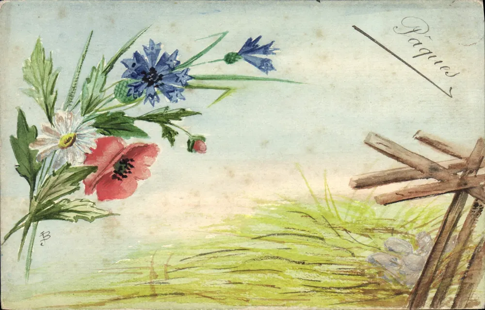 Frühlingsblumen — Ostern — signiert 'B' - Vorderseite