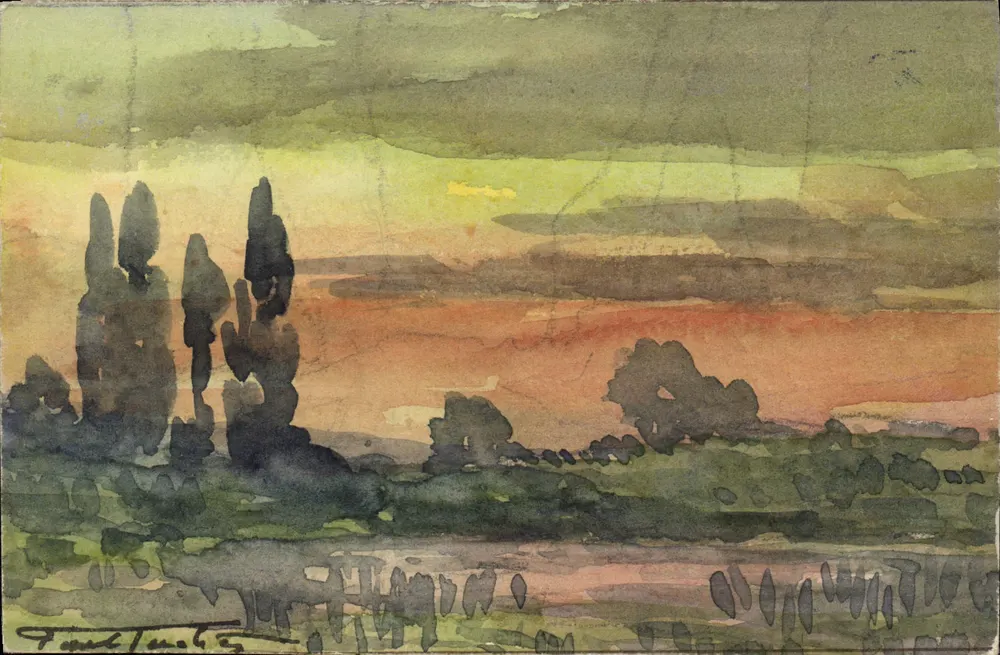 Sonnenuntergang — Zypressen — Paul Tainturier - Vorderseite