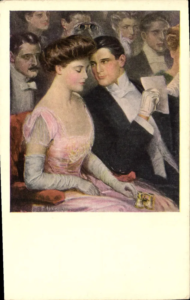 Elegantes Paar bei einer Party — M. M. Vienne, n° 524 - Vorderseite