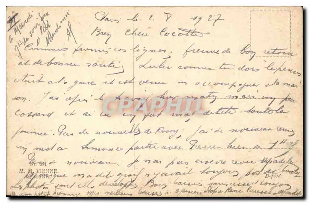 Wien — Familienkorrespondenz — M. M. MURK, Nr. 391 - Rückseite