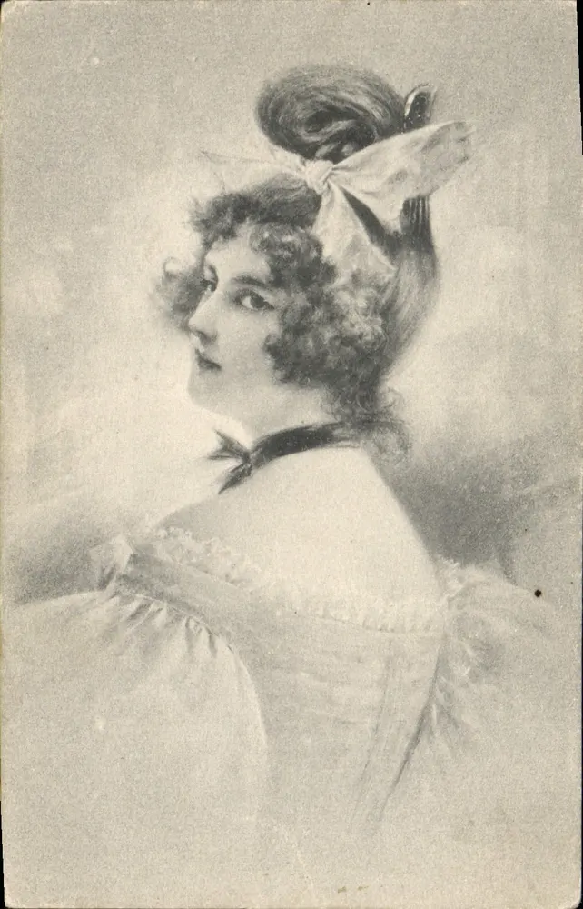Junge Frau in einem Rüschenkleid — Portrait — M. M. Vienne - Vorderseite