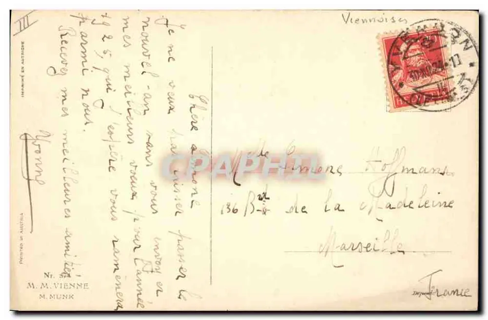 Paar in historischem Kleid — Frohes Neues Jahr! — M. M. Vienne, Nr. 37 - Rückseite