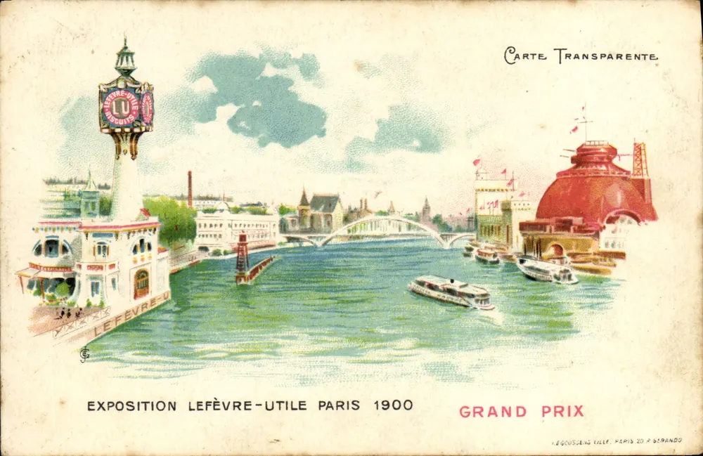 Ausstellung Lefèvre-Utile Paris 1900 — Grand Prix — Transparente Karte, herausgegeben von Lefèvre-Utile, Paris 20 à Girando - Vorderseite