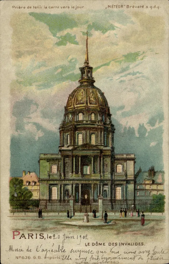 Le Dôme des Invalides — vue du dôme et de la façade — éditeur G.B. n°636 - Frente