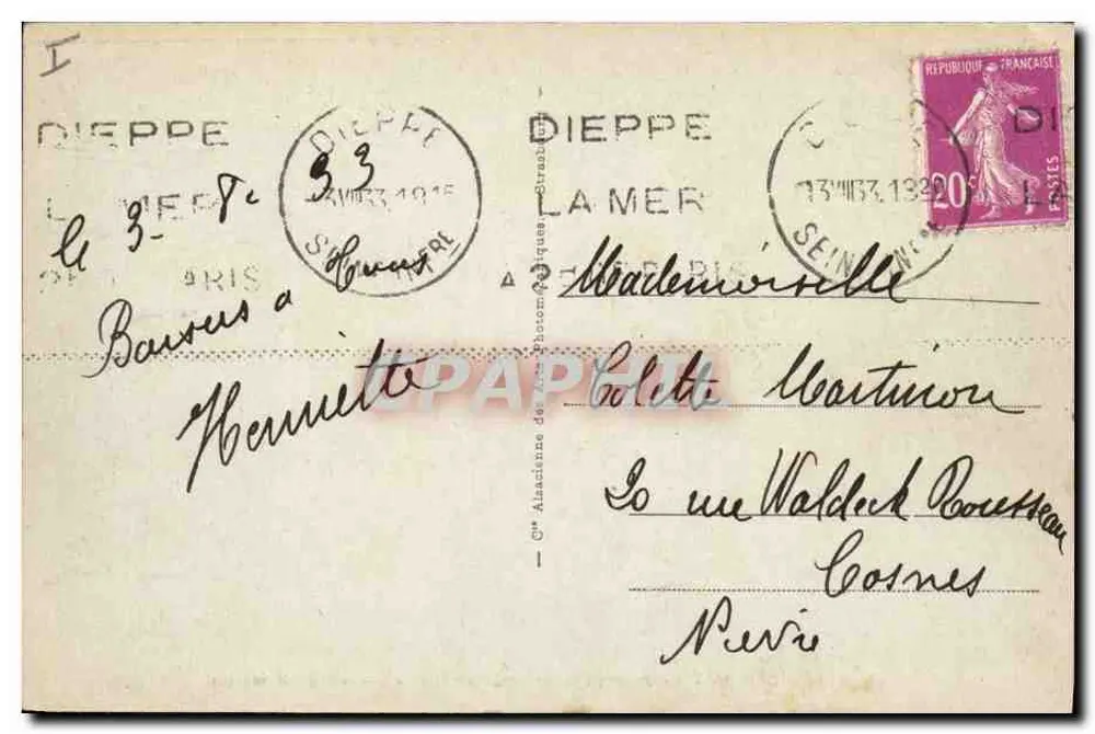 Dieppe - Die Mole und der Dampfer « PARIS », der aus Newhaven kommt - Rückseite