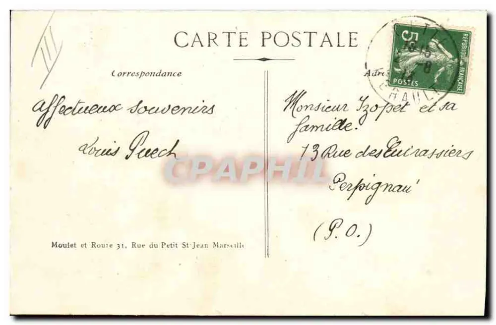 CETTE - O Novo Farol — carta postal n°53 - Verso
