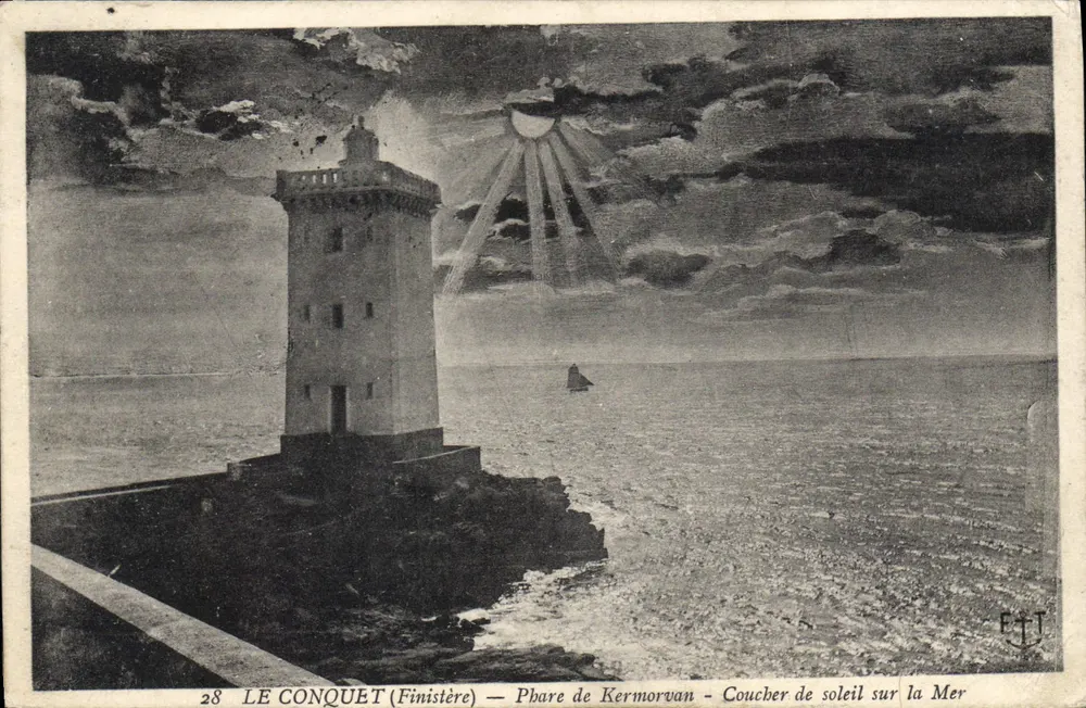 LE CONQUET (Finistère) — Leuchtturm Kermorvan — Sonnenlicht über dem Meer - Vorderseite