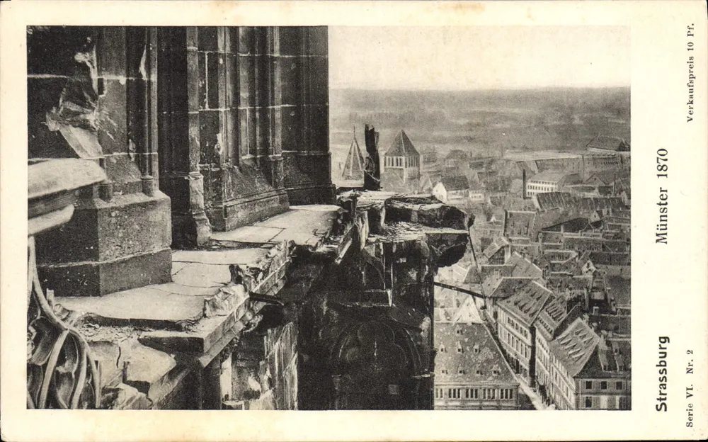 Vue de Strasbourg — Plateforme du Münster — Éditeur : Münster 1870, série VI, n° 2 - Recto