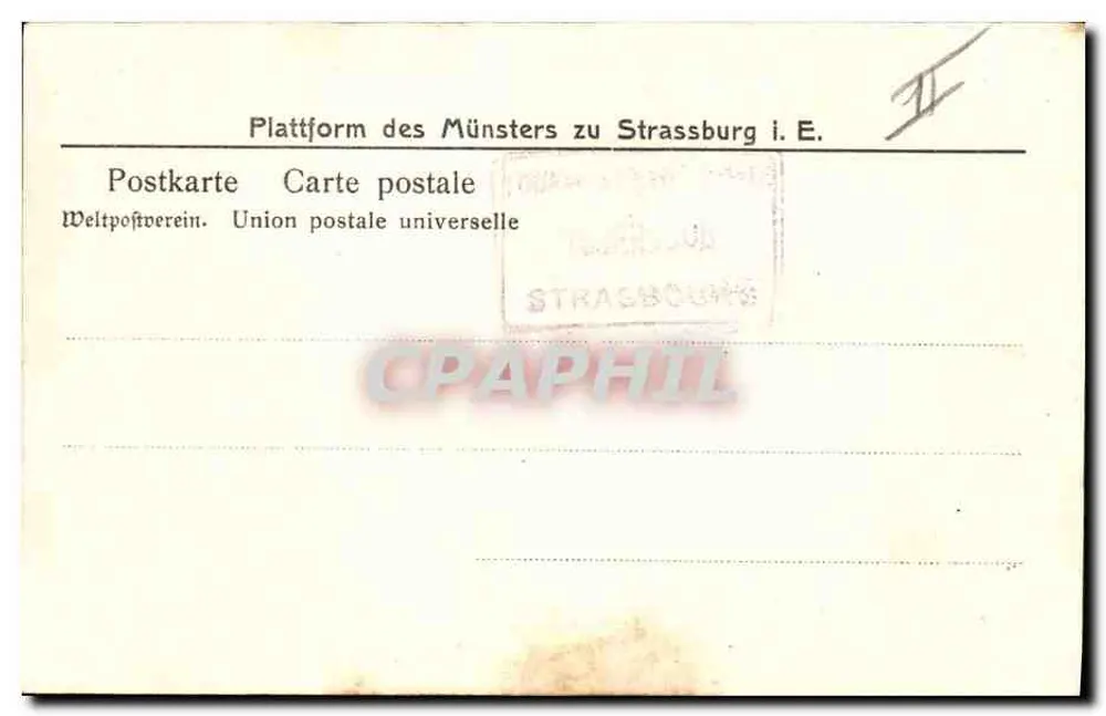 Straßburg - Münster — Ansicht der Plattform, anonymer Verlag, Seriennummer nicht sichtbar - Rückseite