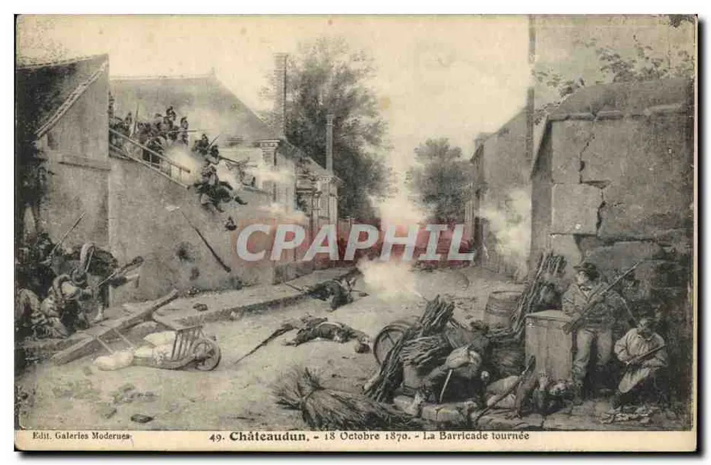 Châteaudun — 18. Oktober 1870 — Die umgekehrte Barrikade — Edit. Galeries Modernes, Nr. 49 - Vorderseite