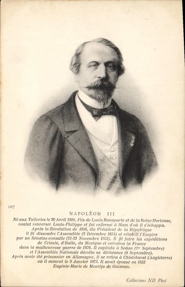 Napoleon III — Historisches Portrait — Collections ND Phot, Nr. 107 - Vorderseite