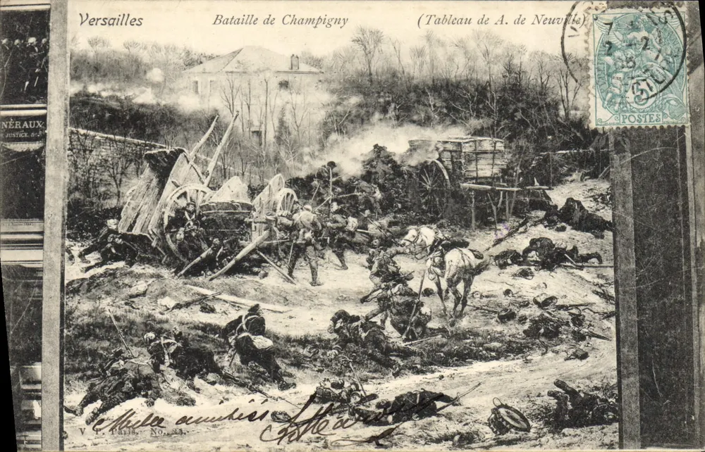 Champigny 전투 — 베르사유 — A. de Neuville의 그림 — V. Paris, No. 23 - 앞면