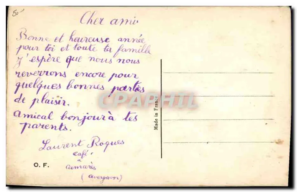 Bom Ano — houx bordado — O.F. Camarès - Verso