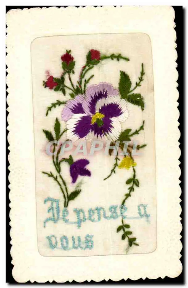Pensamento para você — carta postal bordada — LaRose - Frente